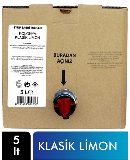 Picture of P-Eyüp Sabri Tuncer Kolonya 5 lt Bag in Box Klasik Limon