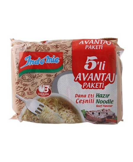 Picture of P-İndomie Hazır Noodle 375 gr 5'li Paket Dana Etli