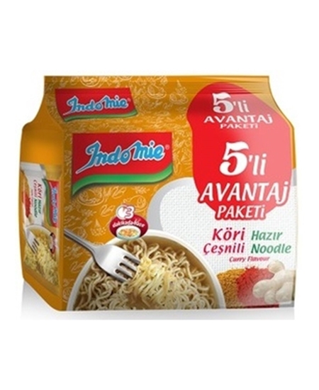 Picture of P-İndomie Hazır Noodle 375 gr 5'li Paket Köri Çeşneli