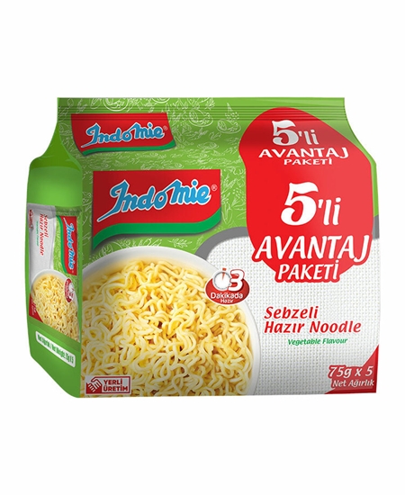 Picture of P-İndomie Hazır Noodle 375 gr 5'li Paket Sebzeli