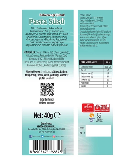 Picture of KENTON TATLI ŞEFİ ÇUBUK PASTA SÜSÜ KAHVERENGİ 40g  YENİ