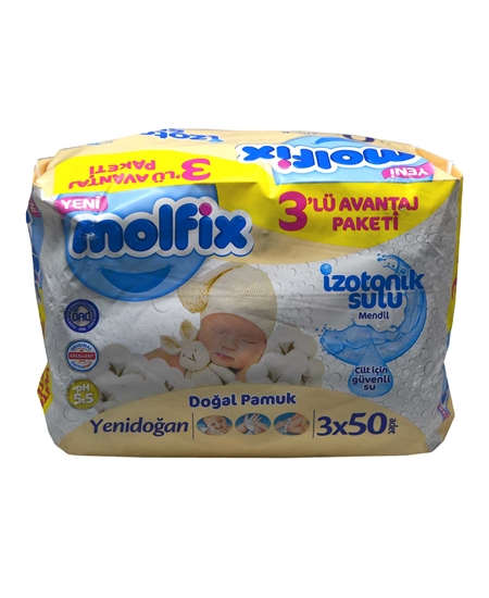 Picture of  Molfix Wet Wipes Newborn With 3x50 Isotonic Water