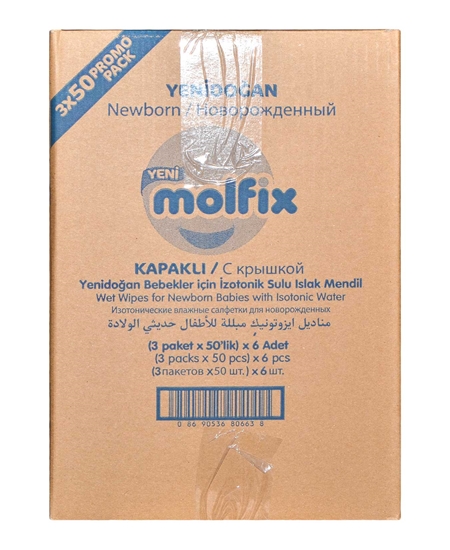 Picture of  Molfix Wet Wipes Newborn With 3x50 Isotonic Water