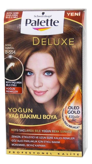 Picture of P-Palette Deluxe Dore Kumral 8-554 Oleo Gold Elixir Tüp Krem Saç Boyası 50 ml