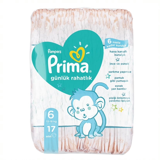 Picture of  Prima Daily Baby Diapers Size 6 17 Pieces