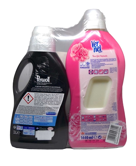 Picture of Vernel Softener 1440 ml Fresh Rose + Perwoll Liquid Laundry Detergent Black&Texture -  1 lt 