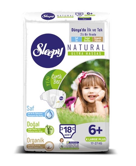 Picture of Sleepy Bebek Bezi 18'li Natural Ultra Hassas No 6+ XLarge Plus 17-27 kg