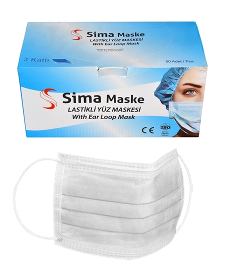 Picture of  3 Layer Wired Sima Mask 50-Pack White