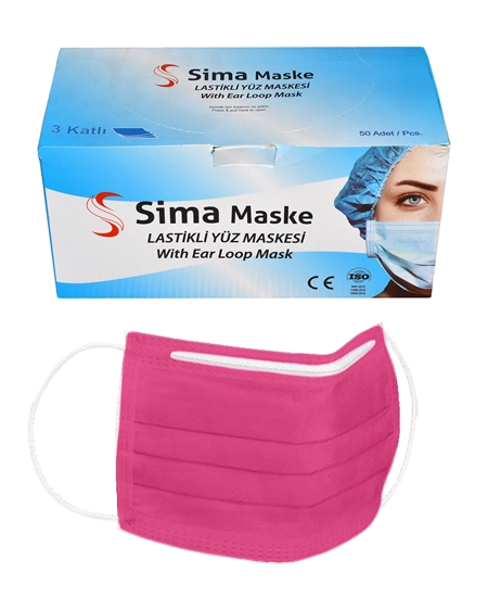 Picture of  3 Layer Wired Sima Mask 50-Pack Dark Pink