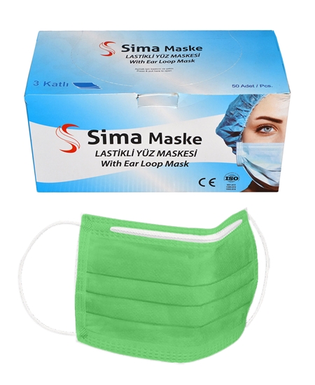 Picture of 3 Layer Wired Sima Mask 50-Pack Medical Green