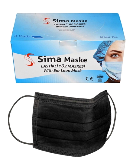 Picture of  3 Layer Wired Sima Mask 50-Pack Black