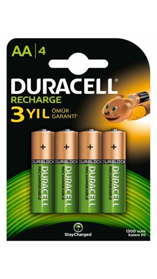 Picture of Duracell Rechargable Battery AA 4's 1300 mAh 