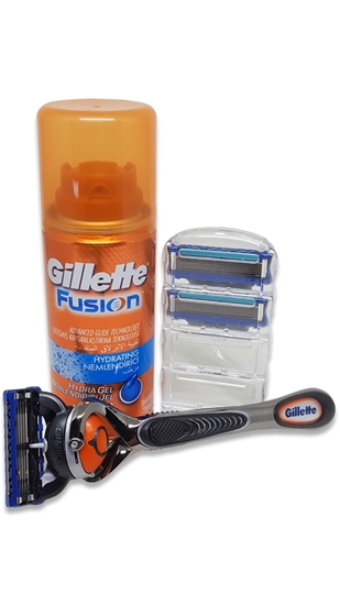 Picture of XGillette Fusion Proglide Flexball 1up Shaving Razor + 2's Refill & Fusion Moisturizer Shaving Gel 75 ml Gift