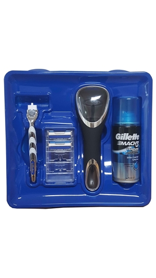 Picture of XGillette Mach3 Turbo 1up Shaving Razor 2 Refill Razor Blade + 75 ml Gel Gift