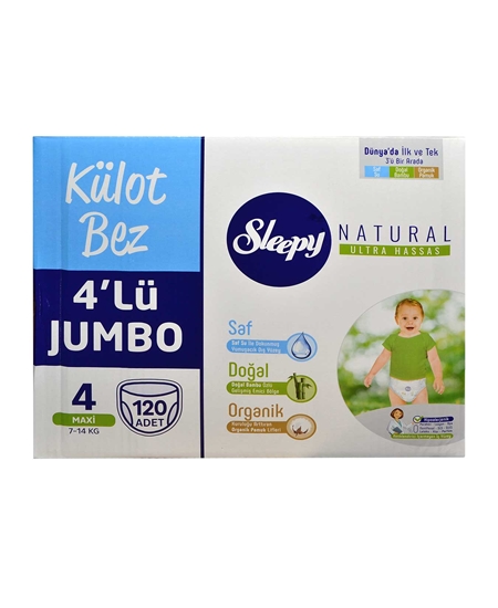 Picture of Sleepy Külot Bebek Bezi 120'li Natural Ultra Hassas 4 Maxi 7-14 kg