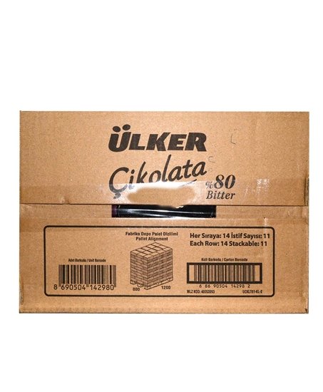 Picture of ÜLKER ÇİKOLATA KARE & 80 KAKAO 60 gr 6lı