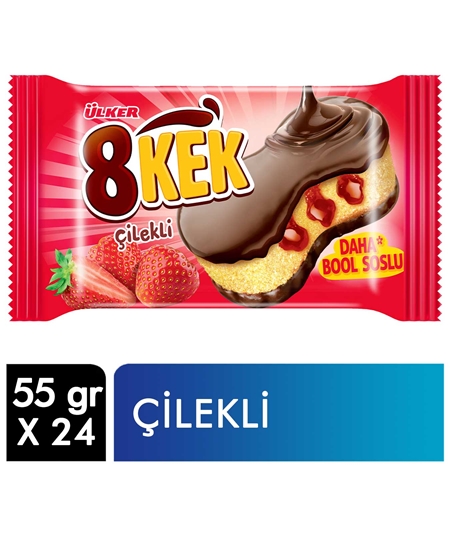 Picture of ÜLKER DANKEK 8 KEK ÇİKOLATALI ÇİLEKLİ 55GR 24 LÜ