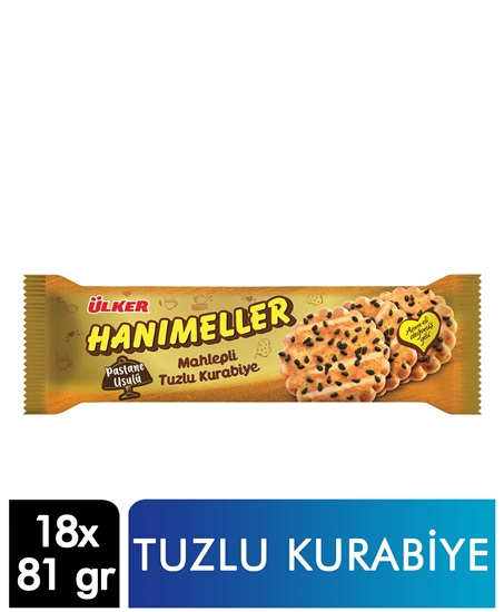 Picture of ÜLKER HANIMELLER MAHLEPLİ TUZLU KURABİYE 81GR 18 Lİ