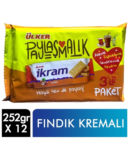 Picture of ÜLKER İKRAM KREMALI BİSKÜVİ FINDIKLI 3X84GR 12 li