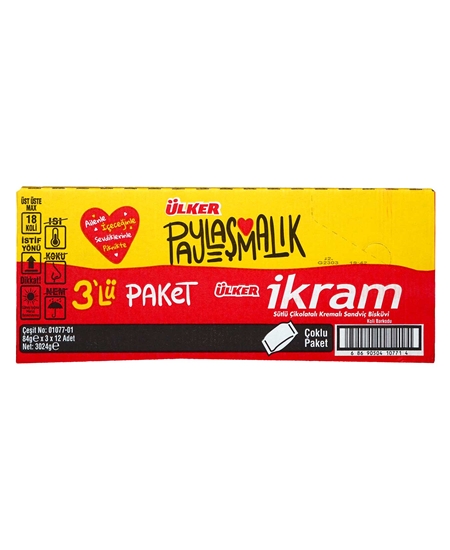 Picture of ÜLKER İKRAM KREMALI BİSKÜVİ ÇİKOLATALI 3X84GR 12 Lİ