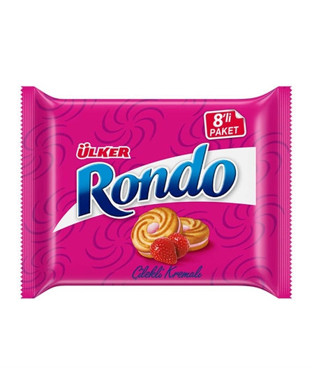 Picture of Ülker Rondo Bisküvi 488 gr 8'li Paket Çilek Kremalı