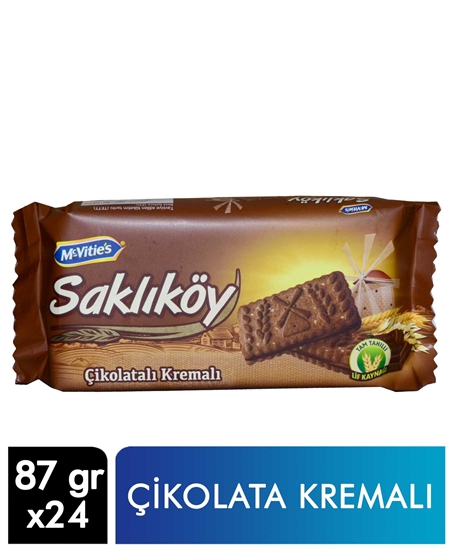 Picture of ÜLKER SAKLIKÖY ÇİKOLATALI KREMALI BİSKÜVİ 87GR 24 LÜ