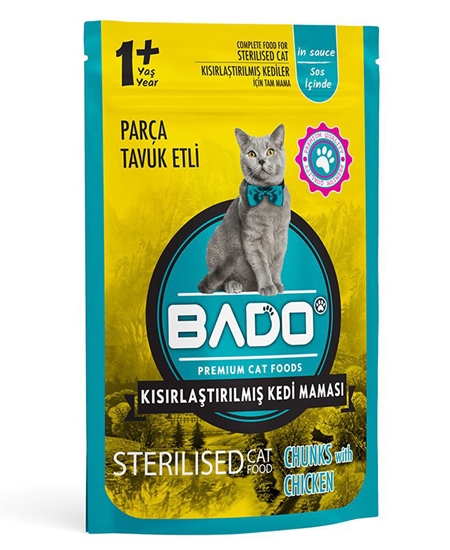 Picture of Bado Yaş Mama Kedi Maması 85 gr Kısırlaştırılmış Parça Etli