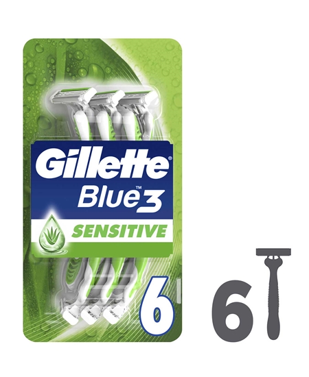 Picture of Gillette Blue3 Disposable Razor 6's Sensitive Blister Pack