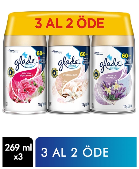 Picture of Glade Refill Air Freshener Triple Pack of 269 ML -  Peony&Berry Bliss / Silky Vanilla / Lavender