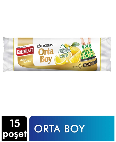 Picture of Koroplast Büzgülü Çöp Torbası Limon 15'li Orta