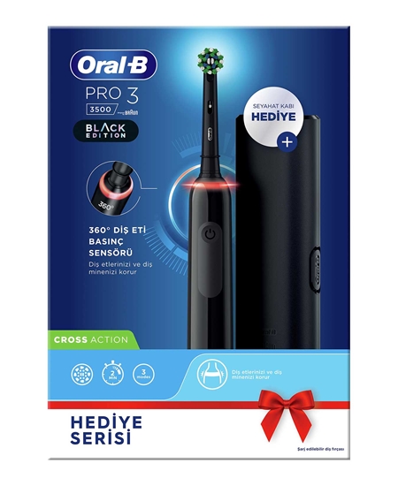 Picture of Oral-B Pro 3500 Şarj Edilebilir Diş Fırçası Siyah + Başlık