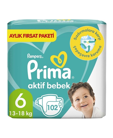 Picture of Prima Aktif Bebek Bezi Extra Large Aylık Fırsat Paketi No:6 102'li