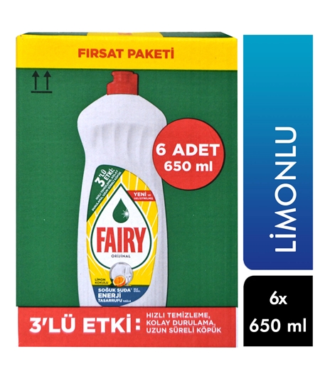 Picture of Fairy Liquid Dishwashing Detergent 6x650 ml Lemon